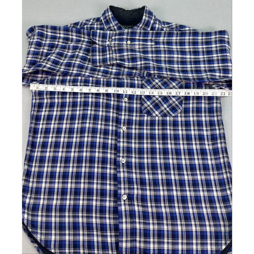 Rag & Bone Blue White Plaid Men’s Button Down Shirt Classic Fit Size Medium - Picture 9 of 11